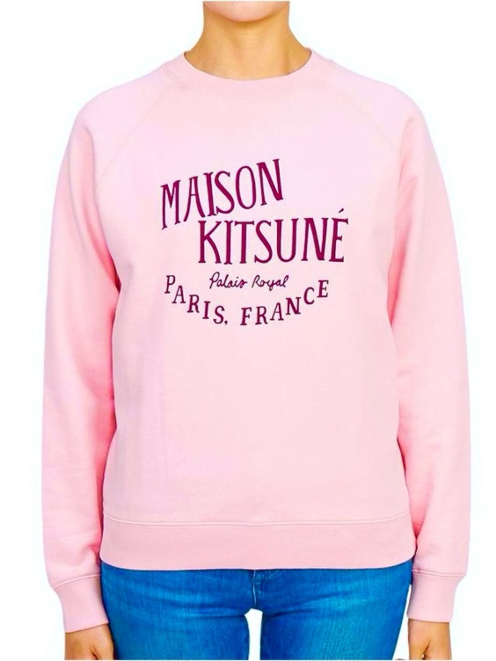 MAISON KITSUNÉ Pink Crewneck Sweatshirt with Dark Logo